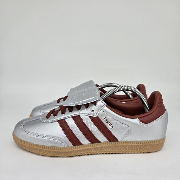 adidas Shoes - New Adidas Samba LT Women's Silver Metallic Ruby Sneakers Size 7.5